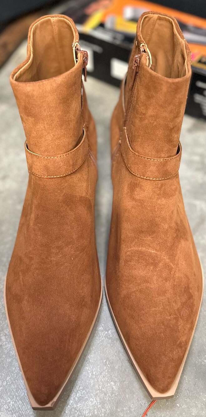 ASOS DESIGN Aidan Harness Western Boots in Tan, Size UK 9